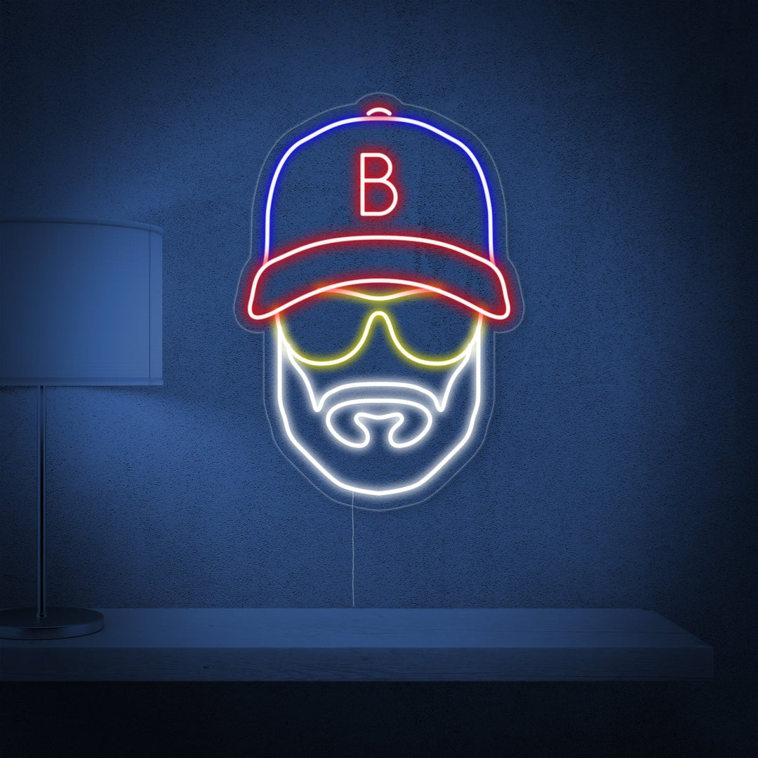 "Hombre De Béisbol Con Sombrero" Letreros Neon