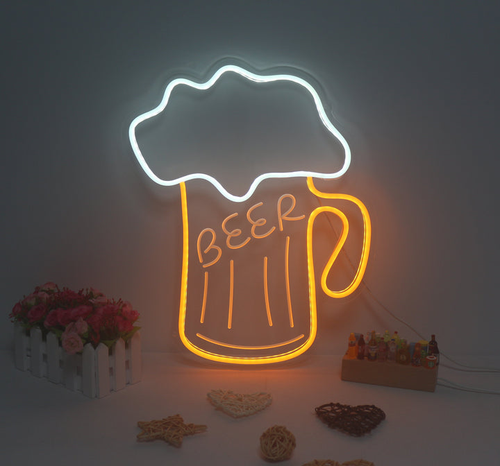 "Beer, Jarra de Cerveza" Mini Letreros Neon