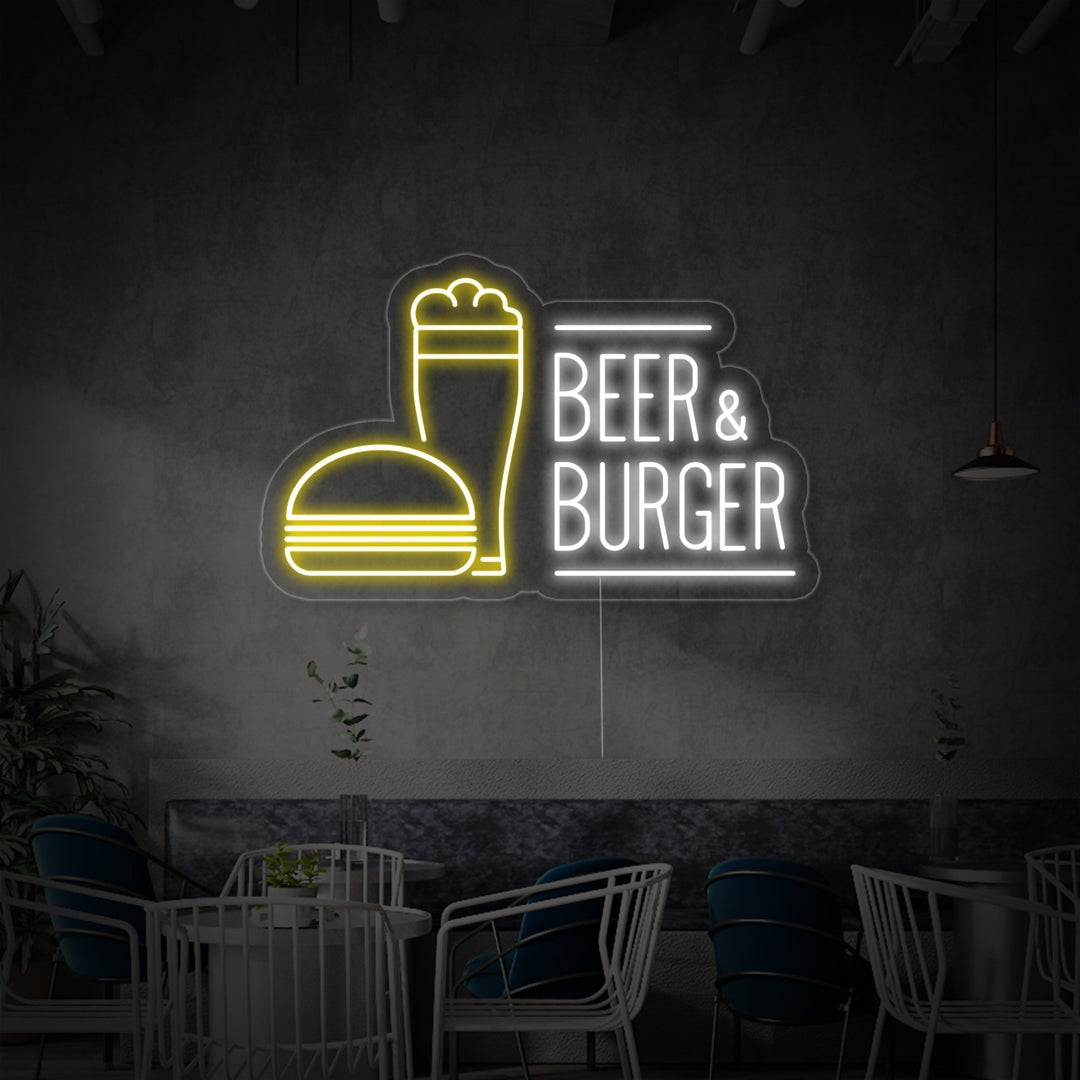 "Beer And Burger" Letreros Neon