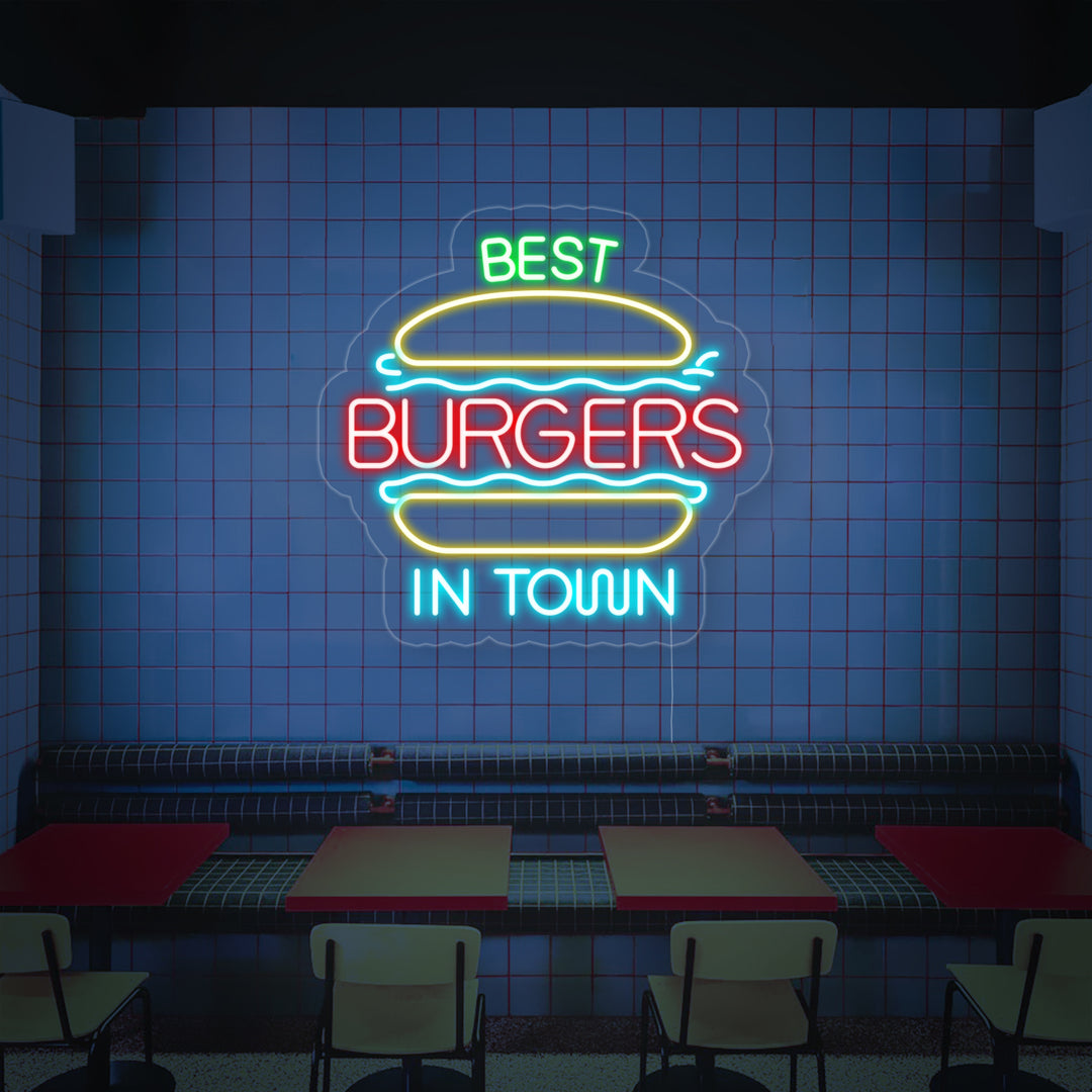 "Best Burgers In Town" Letreros Neon