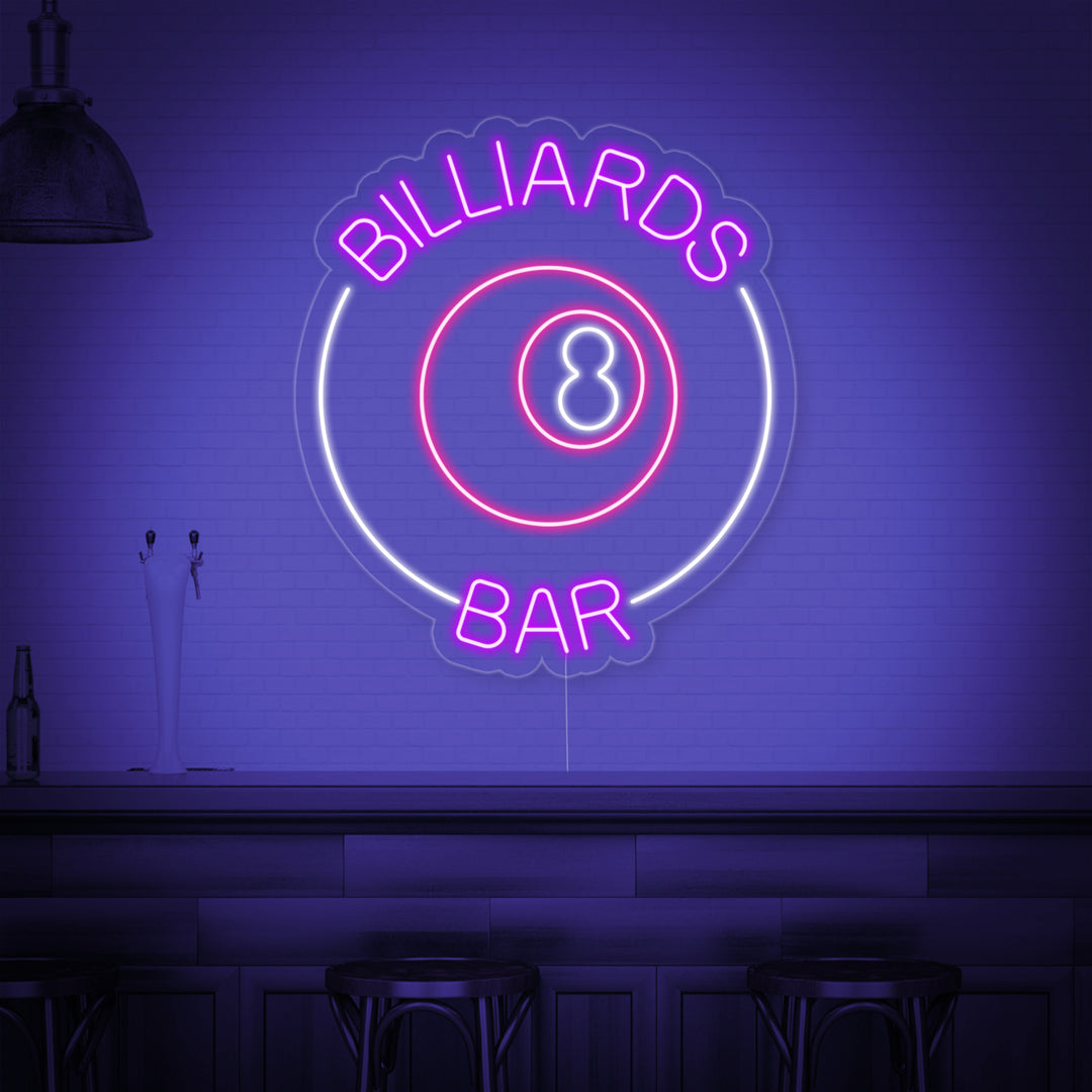 "Billiards 8 Bar, Logo De Bar De Billar" Letreros Neon