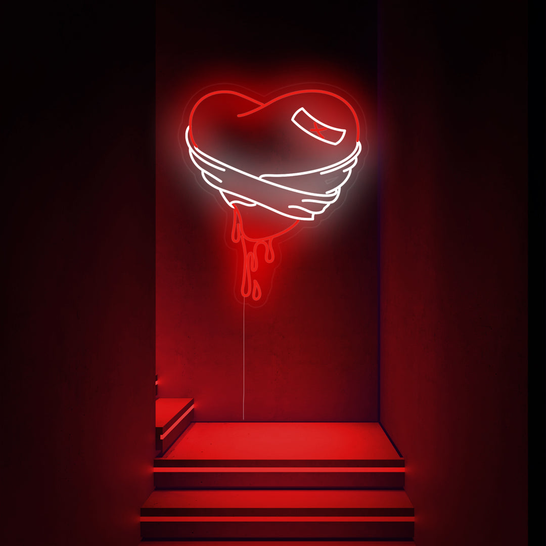 "Corazón Roto Sangrante" Letreros Neon