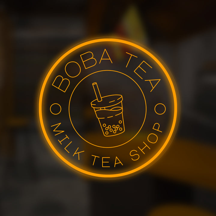 "Boba Tea Milk Tea Shop, Vaso de boba" Mini Letreros Neon