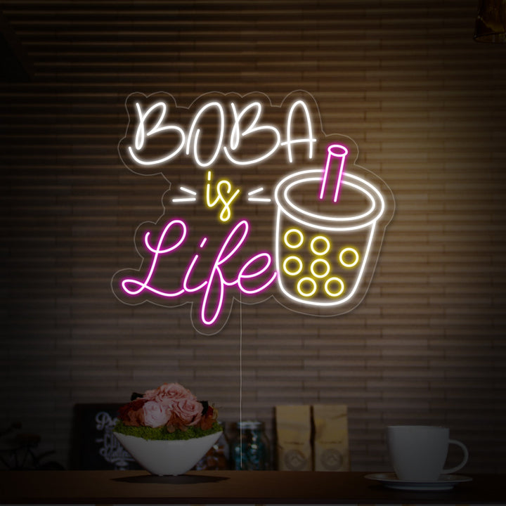 "Vaso de boba, Boba is Life" Letreros Neon