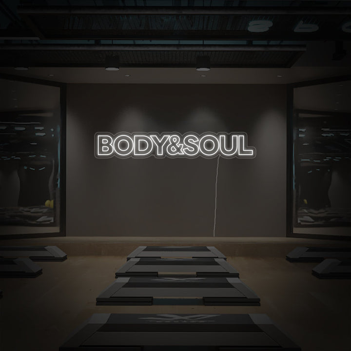 "Body And Soul, Decoración De Gimnasio, Citas De Gimnasio, Citas De Fitness, Citas De Entrenamiento" Letreros Neon