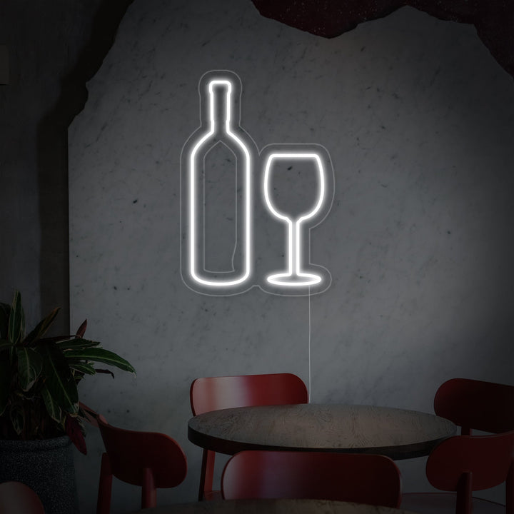 "Botella De Vino, Copa De Vino" Letreros Neon