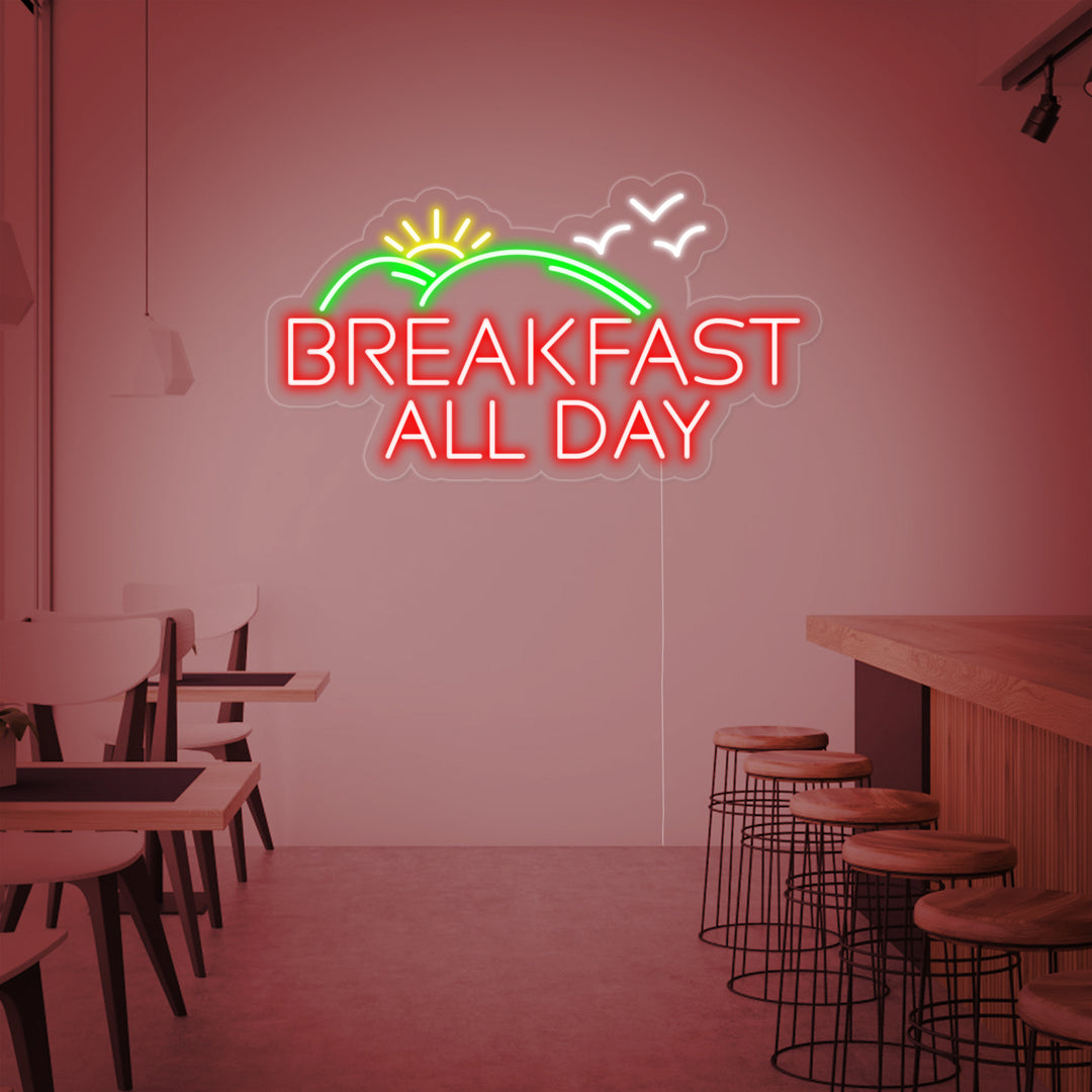 "Breakfast All Day" Letreros Neon