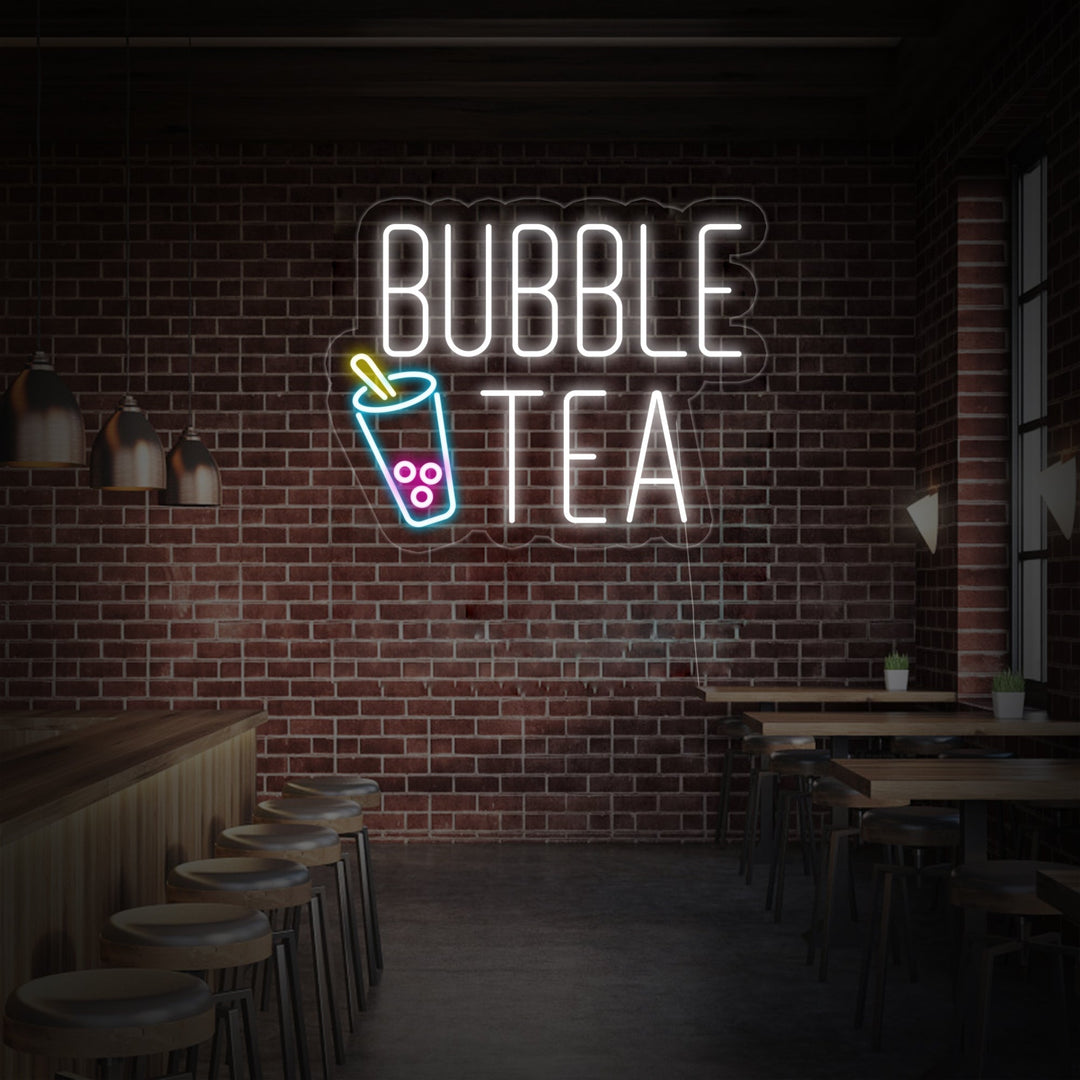 "Taza, Bubble Tea" Letreros Neon
