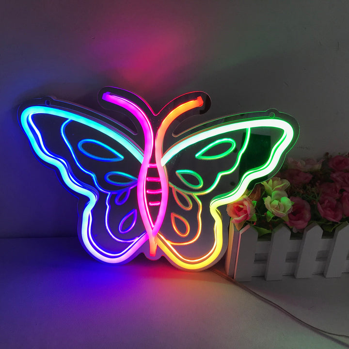 "Mariposa, Cambio De Color Soñador" Espejo con Letreros Neon