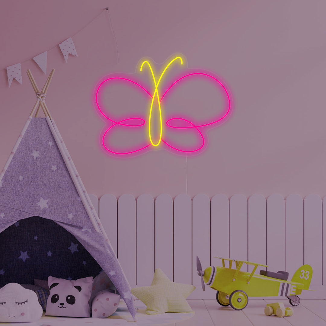 "Mariposa, Decoracion De Habitaciones Infantiles" Letreros Neon