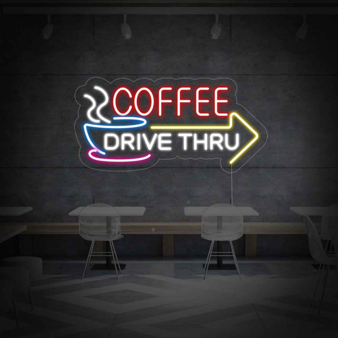 "Coffee Drive Thru" Letreros Neon