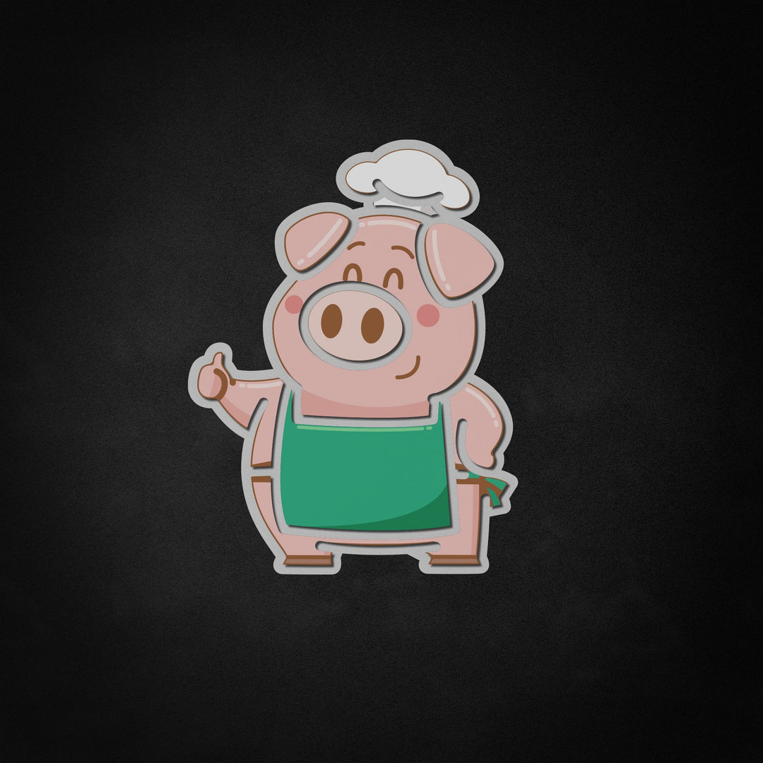 "Chef Pig de dibujos animados" Neon Like