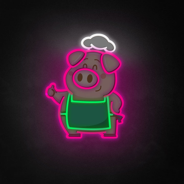 "Chef Pig de dibujos animados" Neon Like