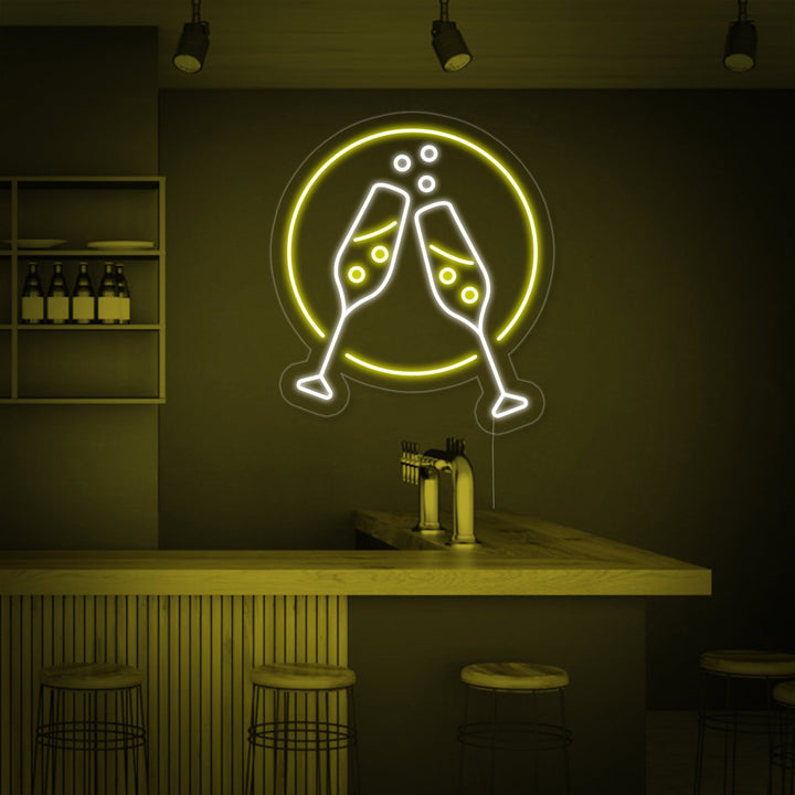 "Copas De Champán, Salud" Letreros Neon