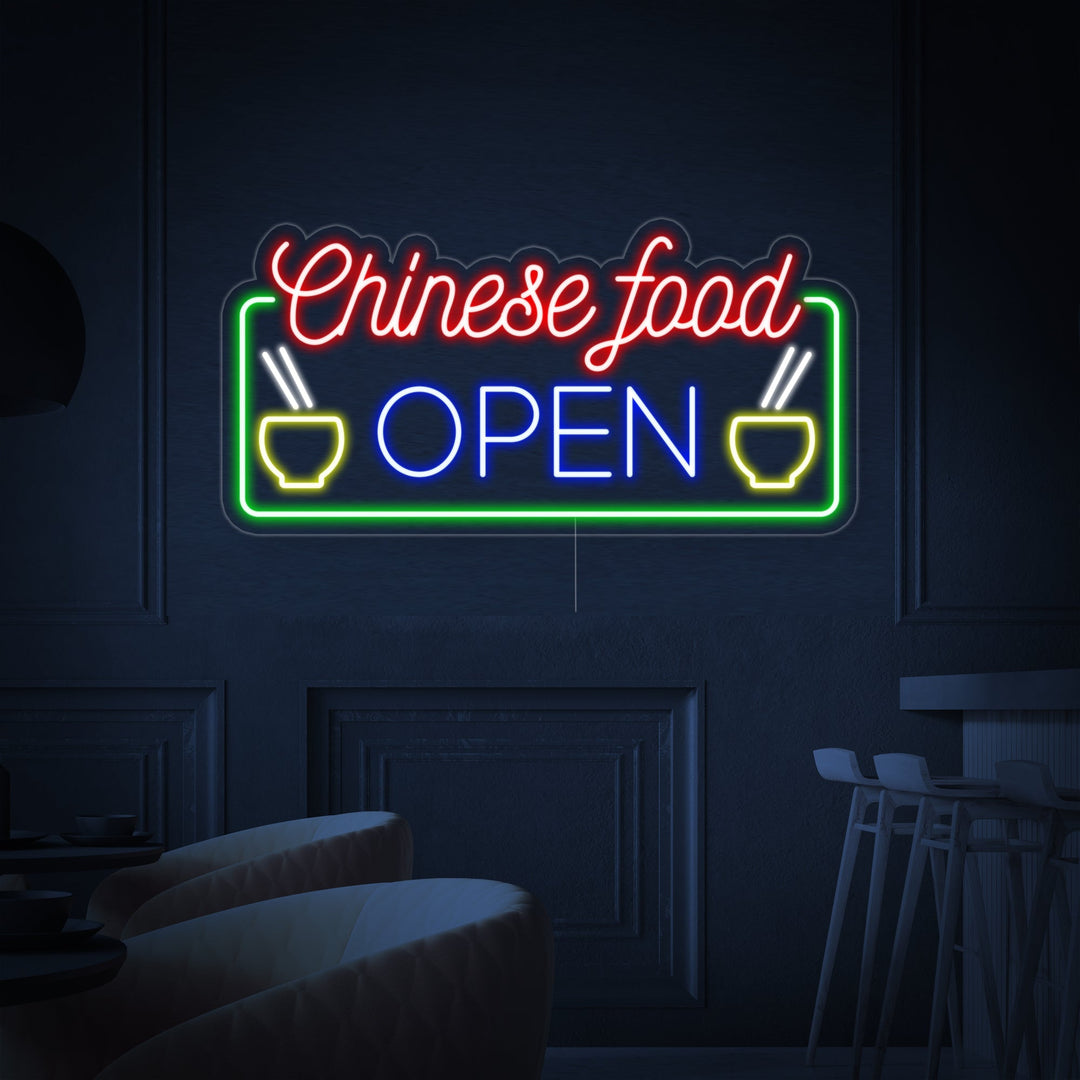 "Chinese Food Open" Letreros Neon