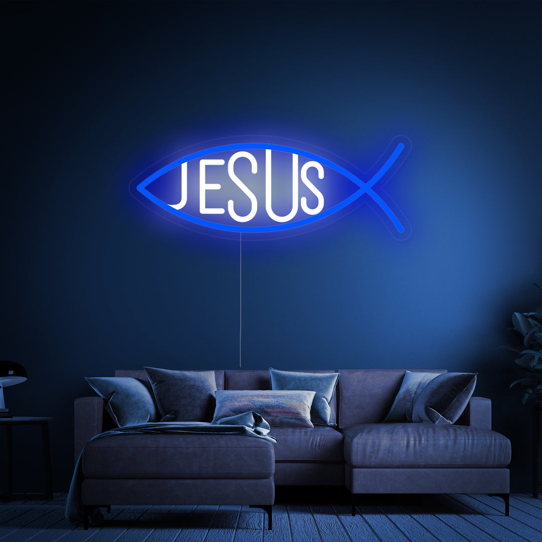 "Jesus Cristiano Pez" Letreros Neon