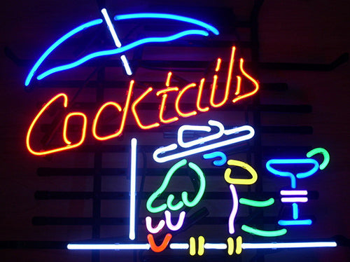 "Cocktails, Loro, Cocktailes" Letreros Neon