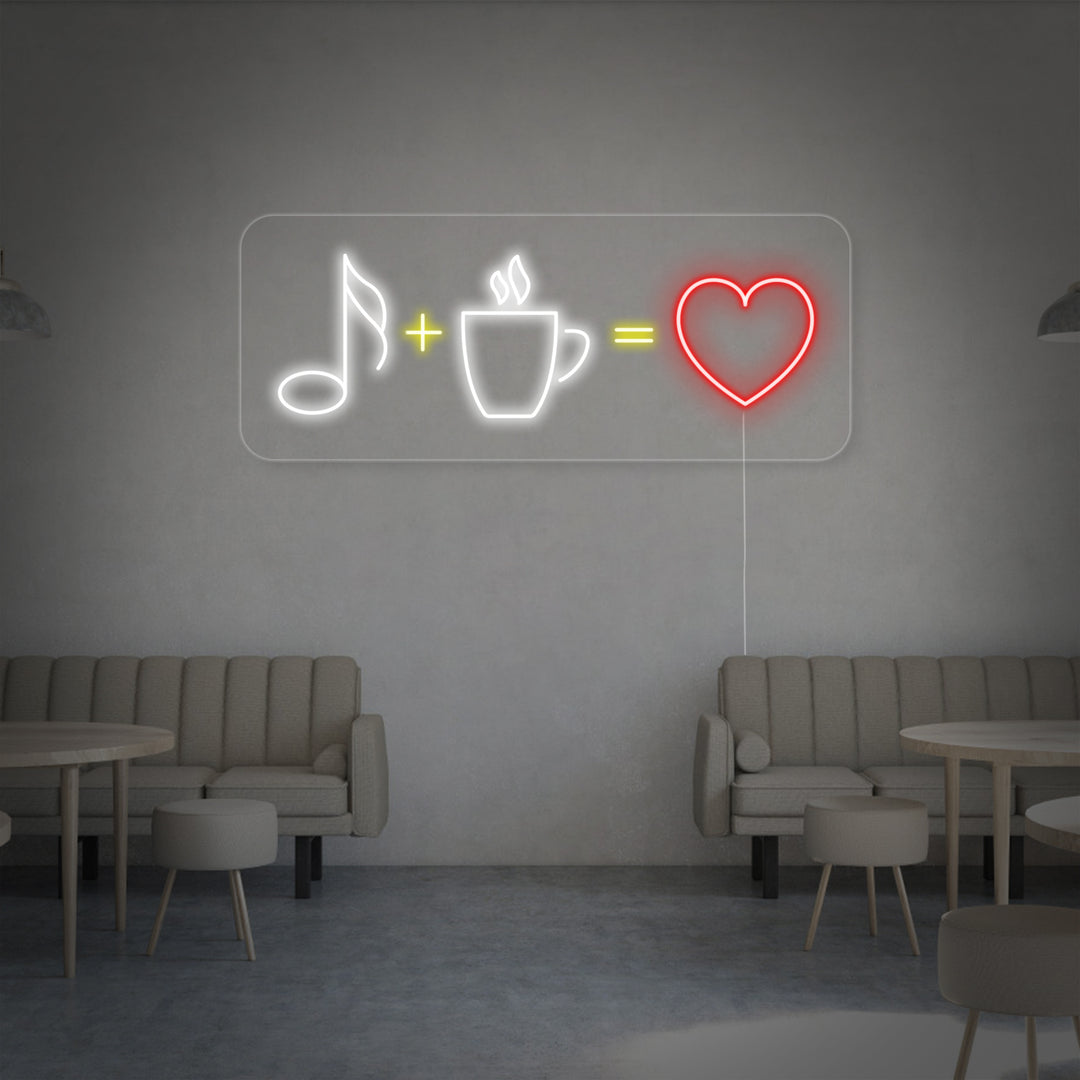 "Café Música Amor" Letreros Neon
