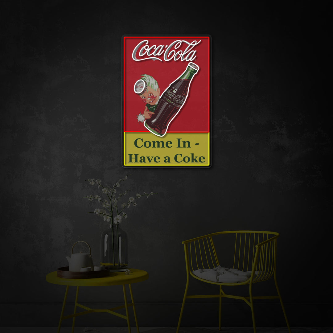 "Come In Have A Coke, bebedor" Letrero de neón LED impreso con UV