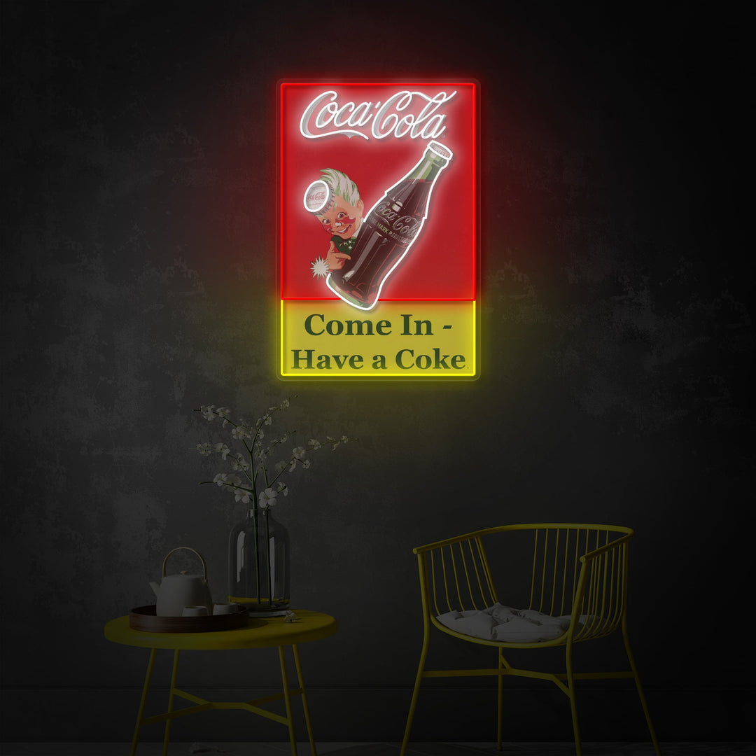 "Come In Have A Coke, bebedor" Letrero de neón LED impreso con UV