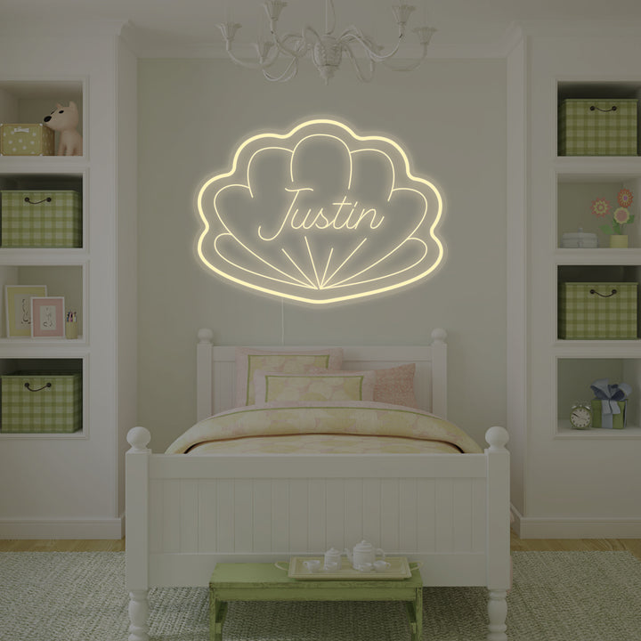 "Nombre Personalizado Para Niños Con Forma De Concha, Decoracion De Habitaciones Infantiles" Letreros Neon