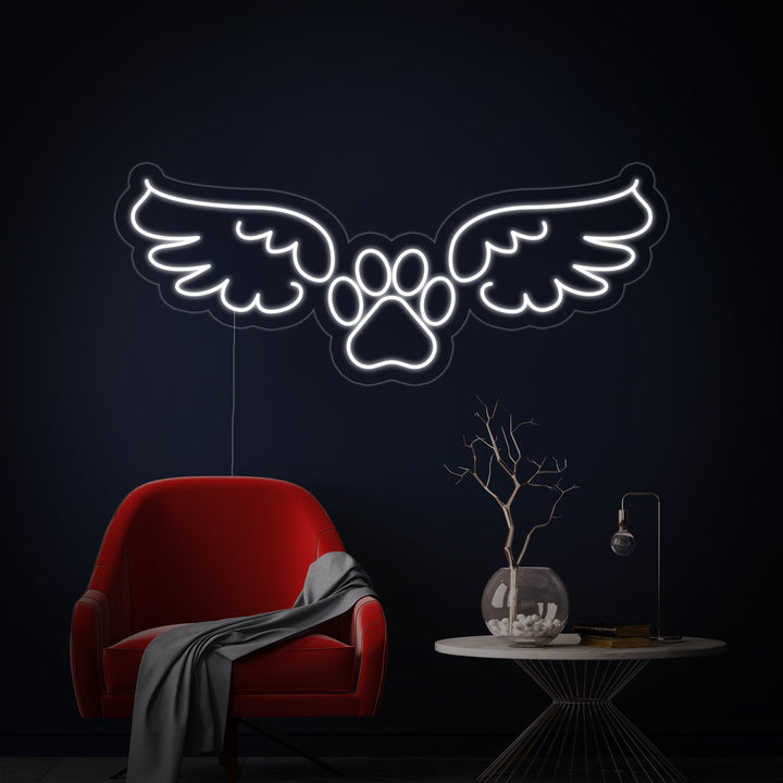 "Huella De Pata De Perro, Alas De Ángel" Letreros Neon