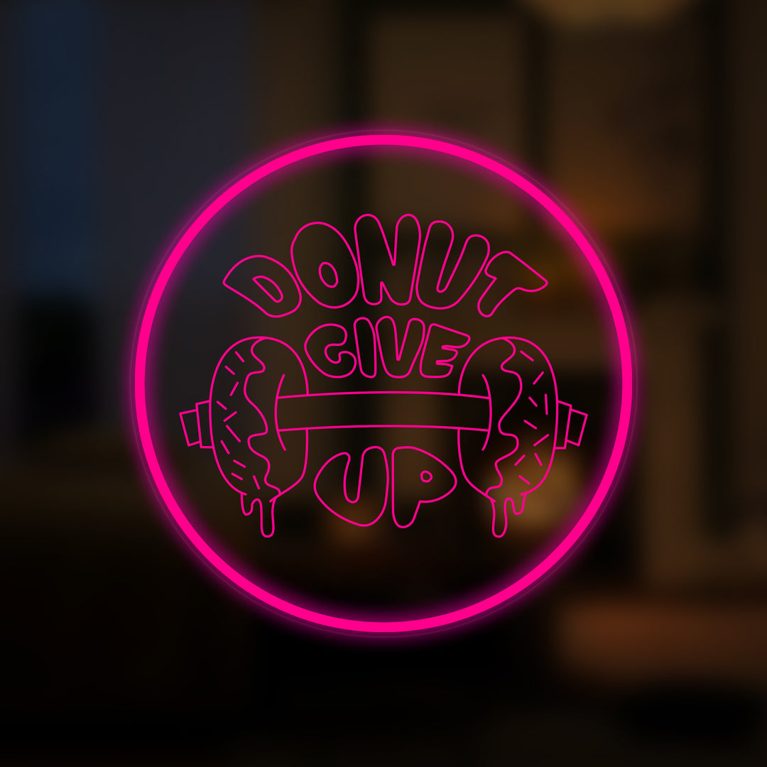 "Donut Give Up, Comida, postre" Mini Letreros Neon