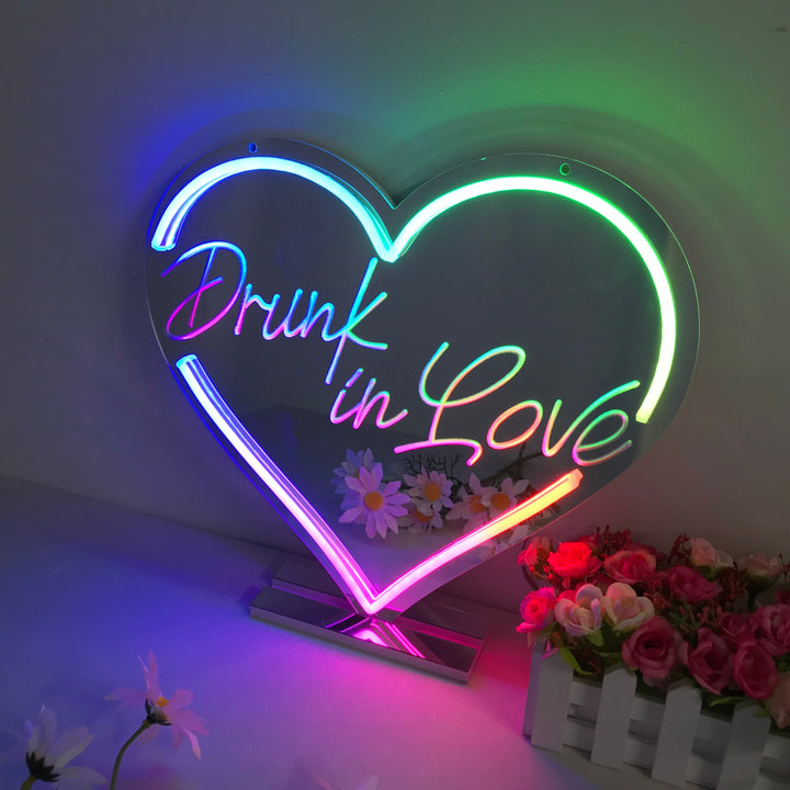 "Drunk In Love, Cambio De Color Soñador" Espejo con Letreros Neon