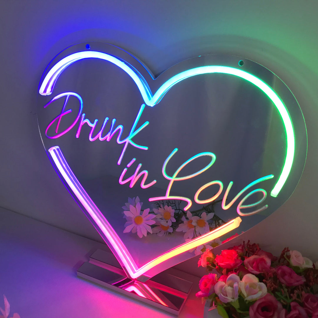 "Drunk In Love, Cambio De Color Soñador" Espejo con Letreros Neon