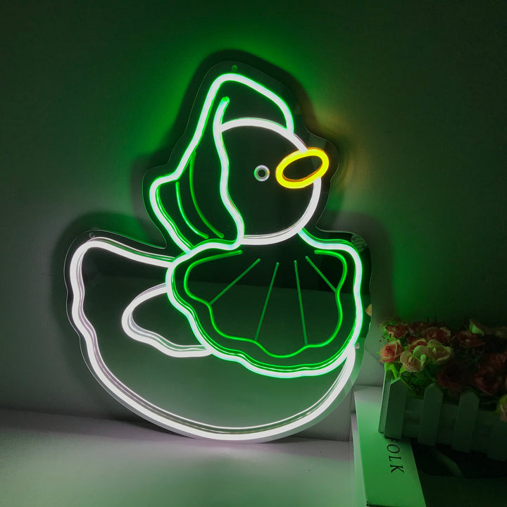 "Pato, Dibujo Animado, Cambio De Color Soñador" Espejo con Letreros Neon