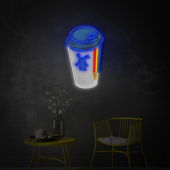 "Dutch Coffee Cup" Letrero de neón LED impreso con UV