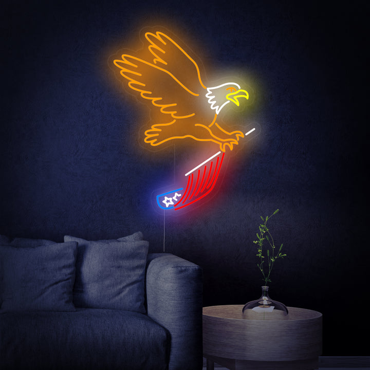 "Águila Volando Y Portando Bandera De Eeuu" Letreros Neon