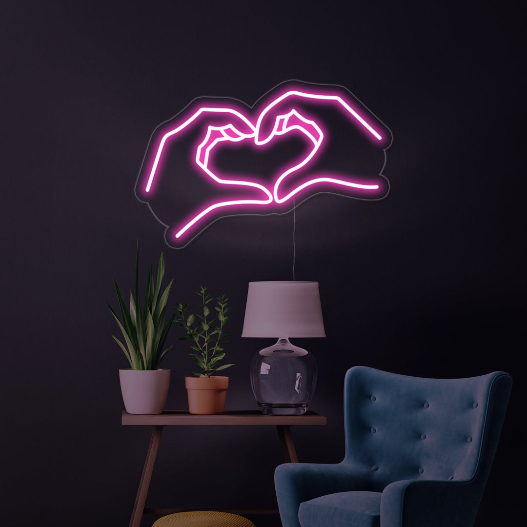 "Emoji Mano Corazón" Letreros Neon