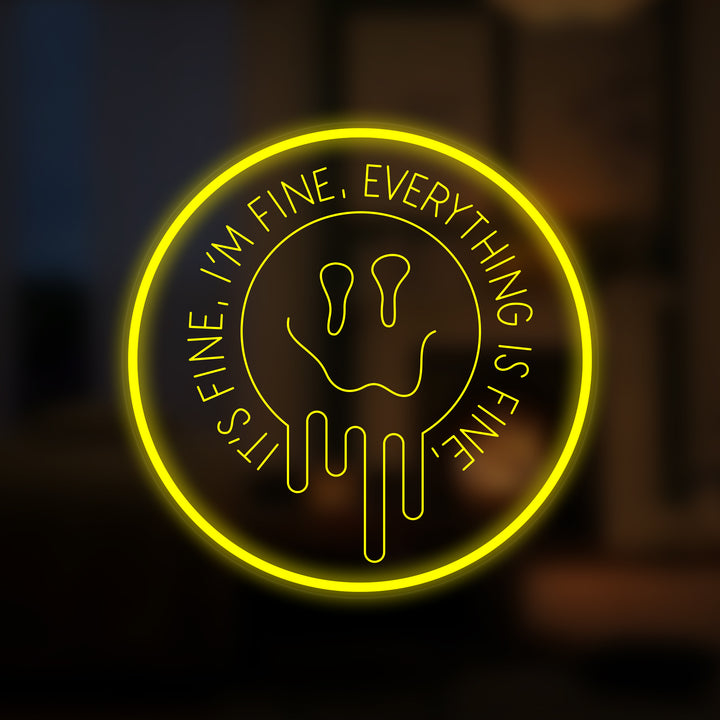 "Everything Is Fine Its Fine I'm Fine" Letreros Neon en Miniatura