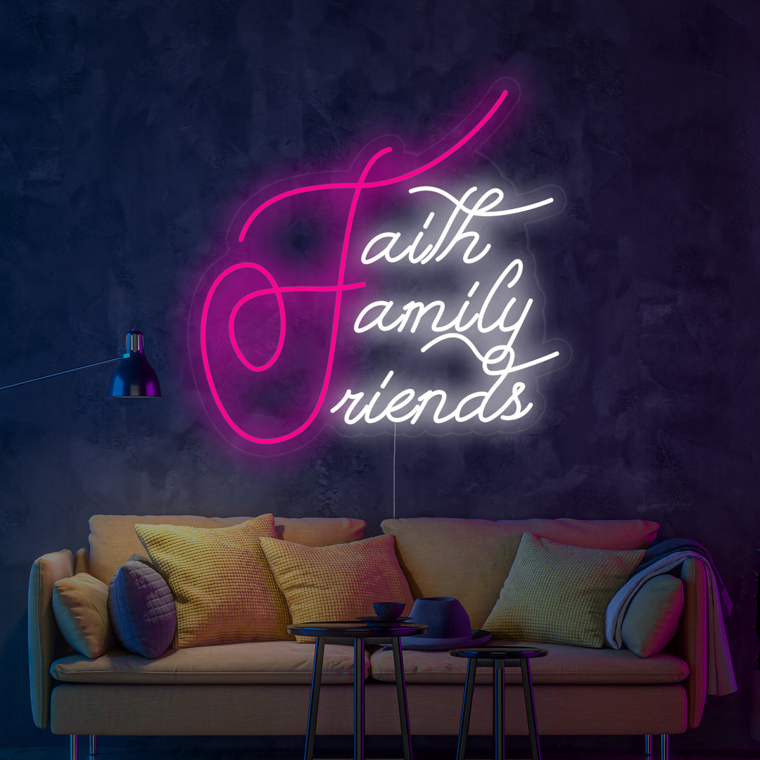 "Faith Family Friends" Letreros Neon