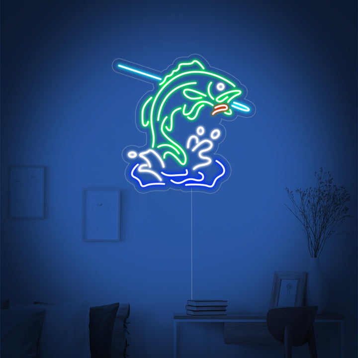 "Pescado En El Anzuelo, Pesca" Letreros Neon