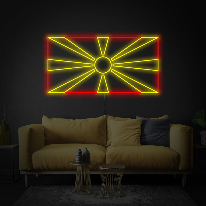 "Bandera De Macedonia Del Norte" Letreros Neon