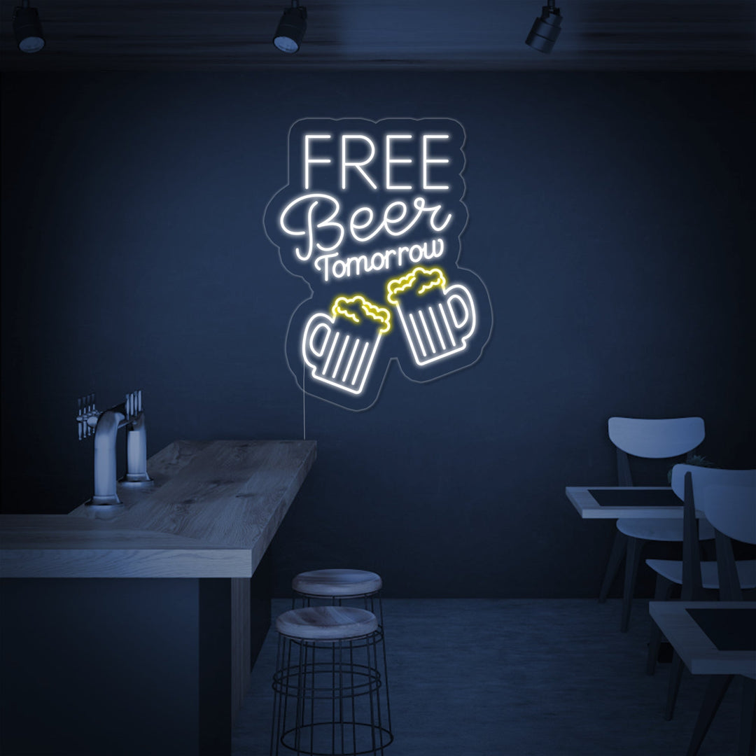 "Free Beer Tomorrow Bar" Letreros Neon