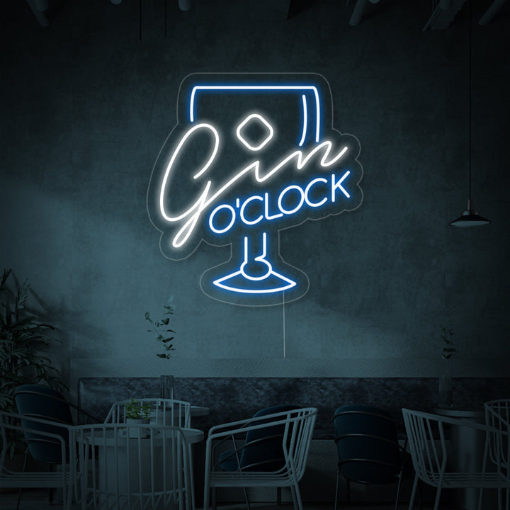 "Gin Oclock Vaso De Vidrio" Letreros Neon