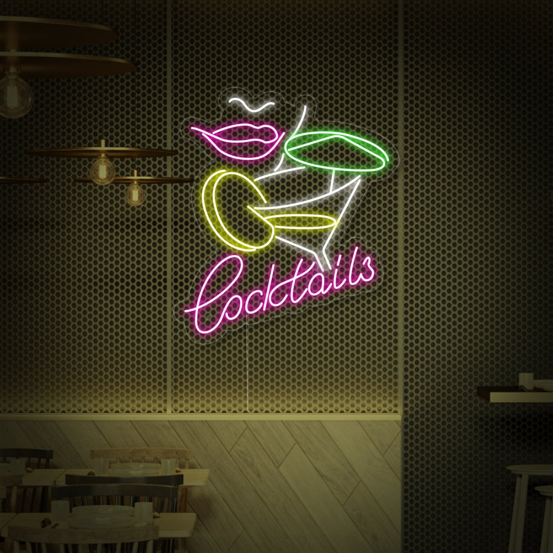 "Gin Tonic Cocktail Mujer Bar" Letreros Neon