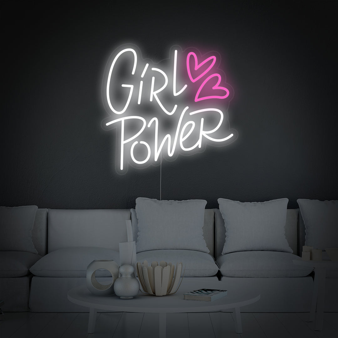 "Girl Power Hearts" Letreros Neon