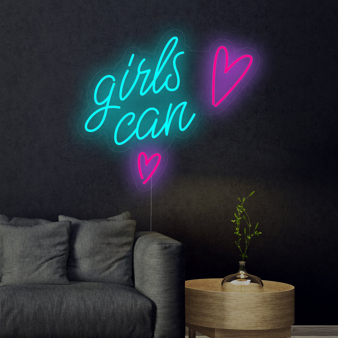 "Girls Can" Letreros Neon