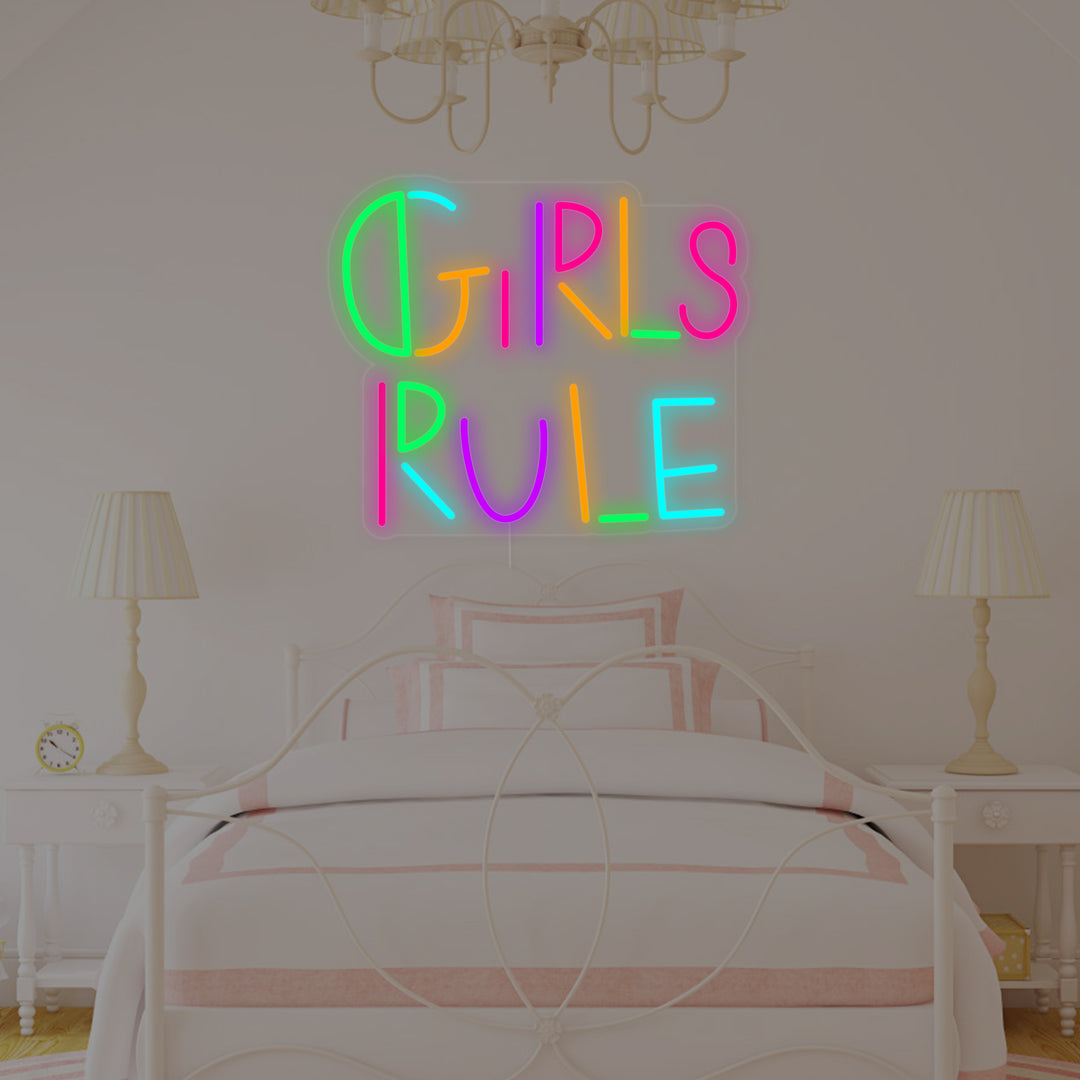 "Girls Rule, Decoracion De Habitaciones Infantiles" Letreros Neon