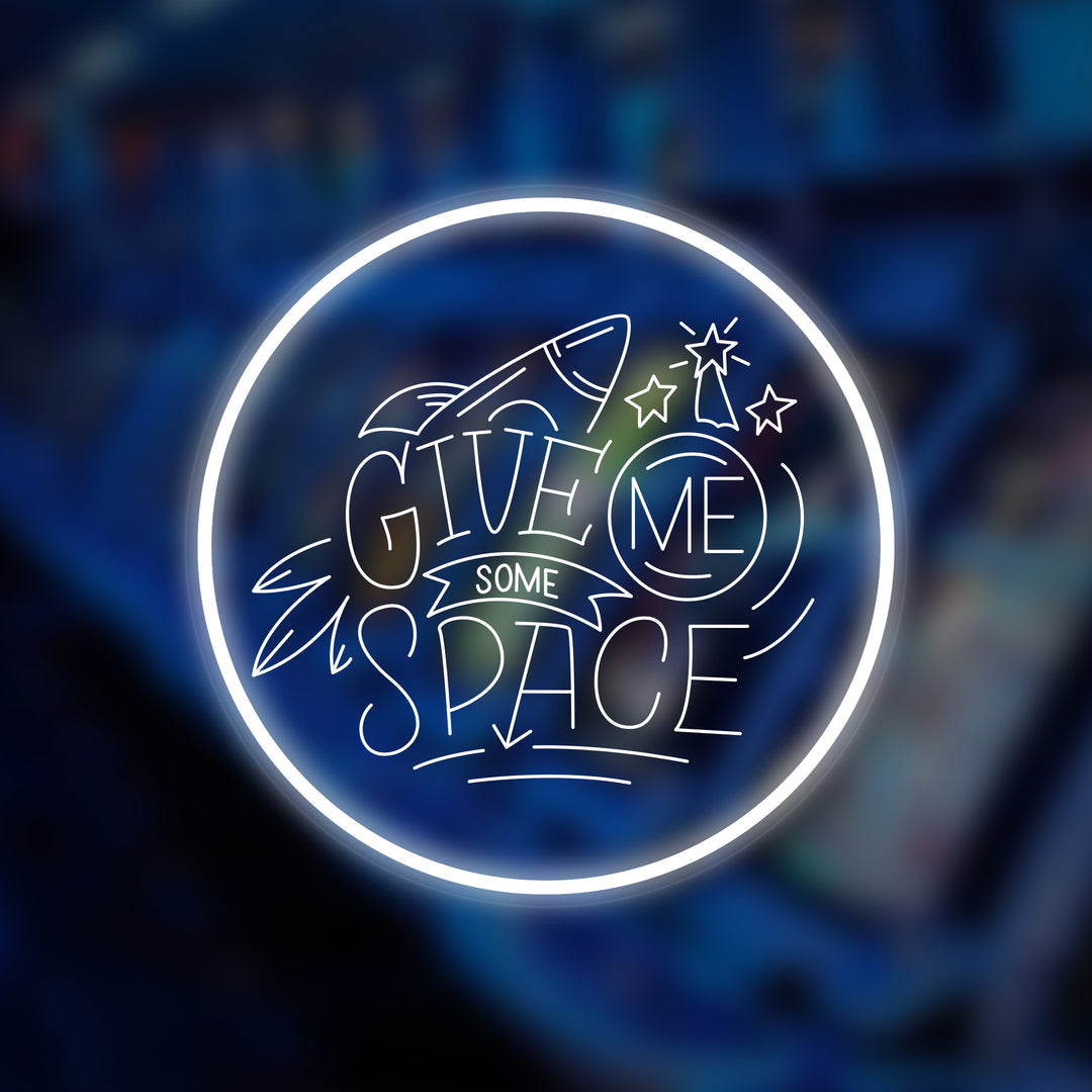 "Give Me Some Space" Letreros Neon en Miniatura