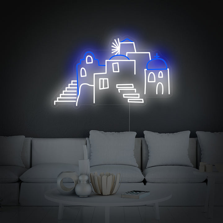 "Cúpulas De Santorini En Grecia" Letreros Neon