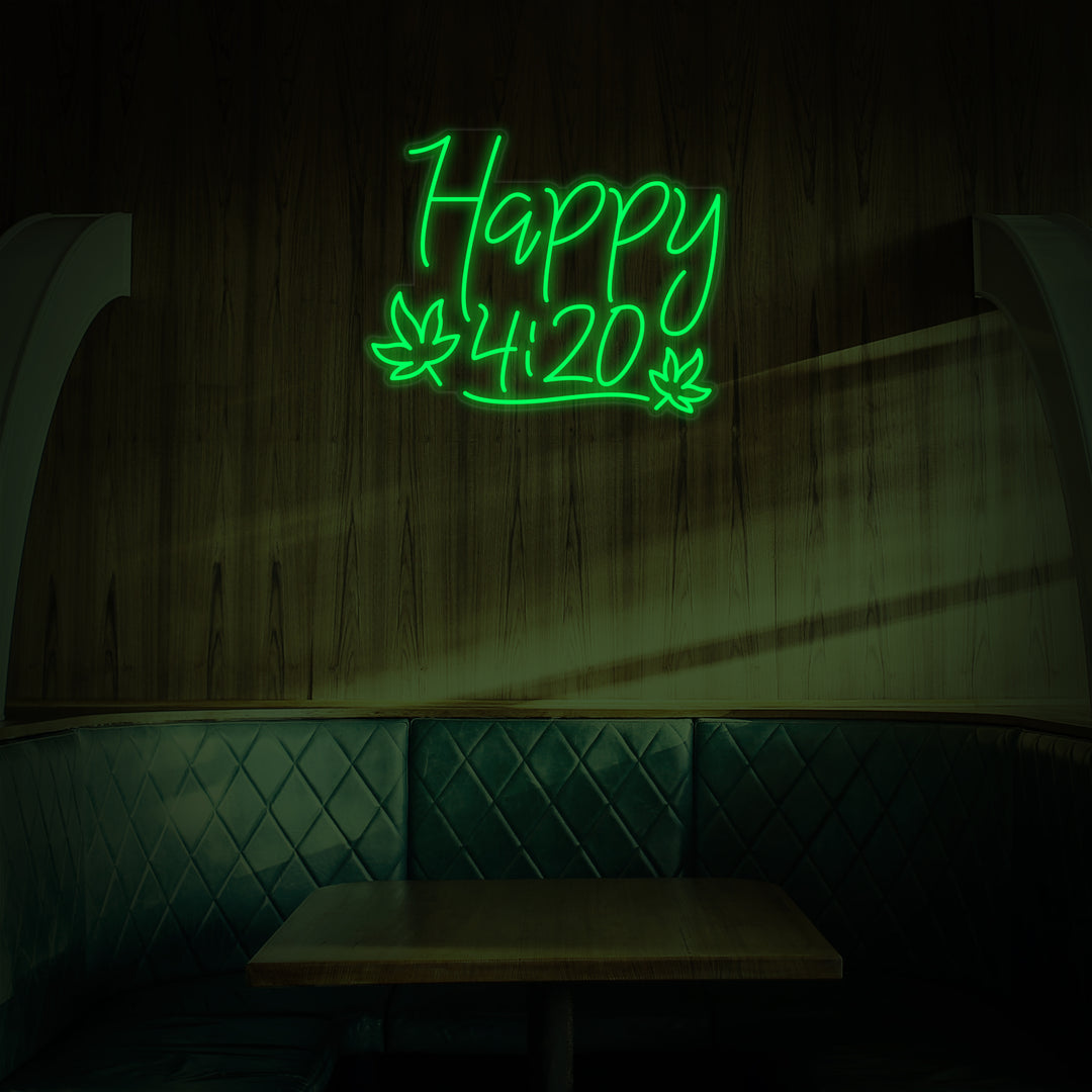 "Happy 420 Marihuana Cannabis" Letreros Neon