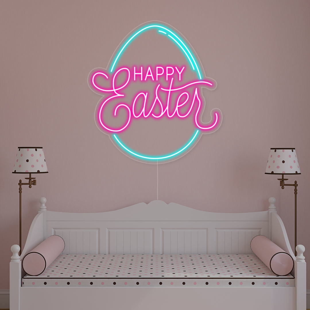 "Huevo, Happy Easter" Letreros Neon