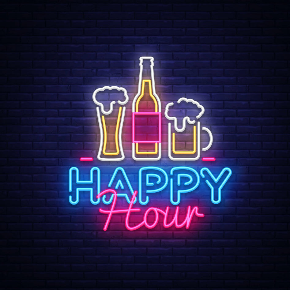 "Happy Hour Bar" Letreros Neon