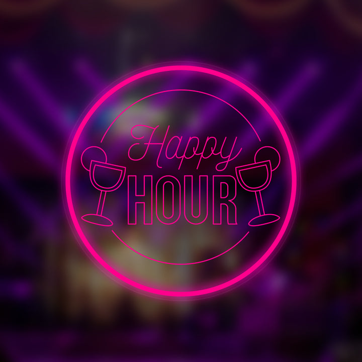 "Happy Hour", Cocktailes Letreros Neon en Miniatura