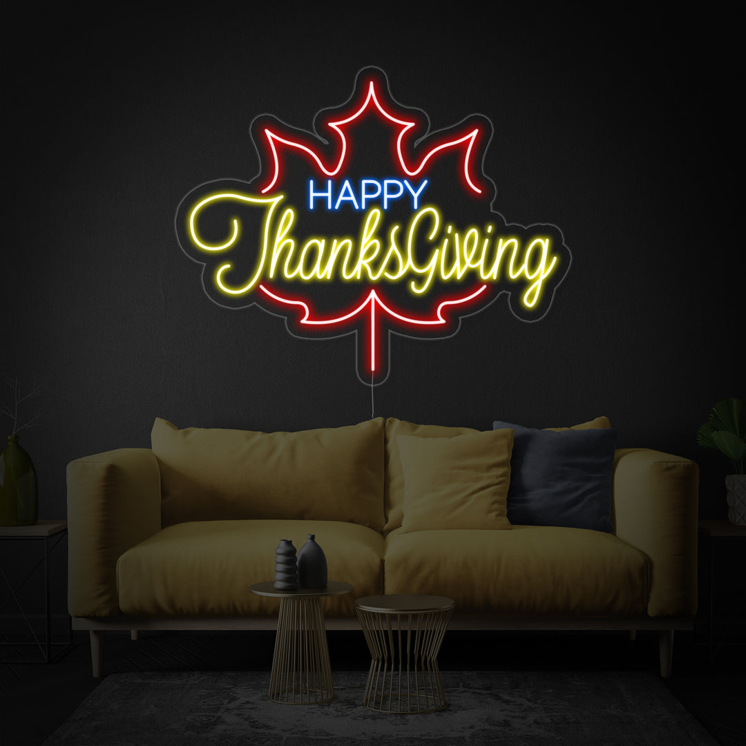 "Happy Thanksgiving" Letreros Neon